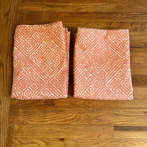 Threshold 2 Curtain Panels Orange Abstract Triangles Mod 52x84 - Picture 3 of 8